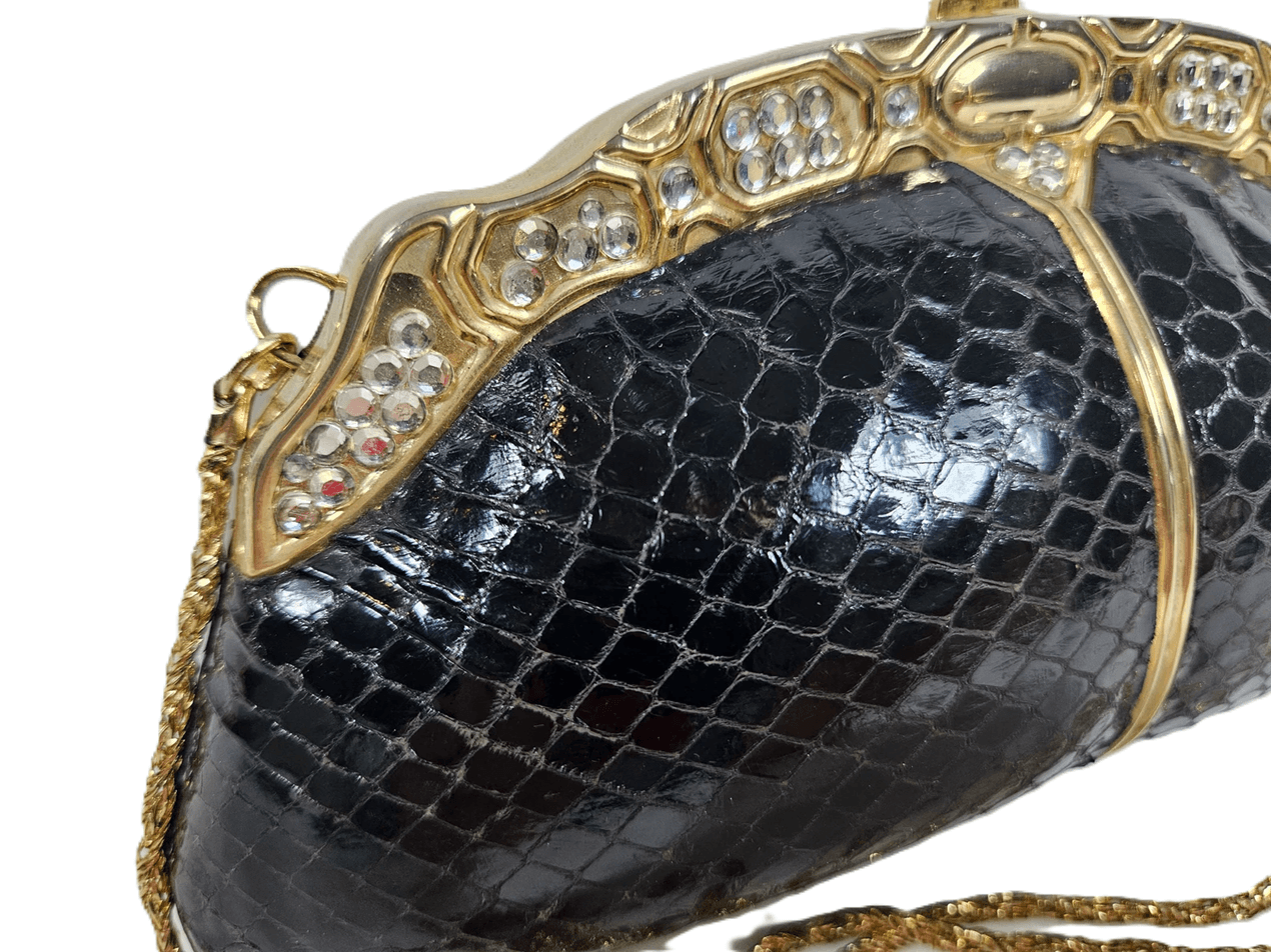 Giorgio Beverly Hills Vintage Snakeskin Evening Bag - Thumbnail 3