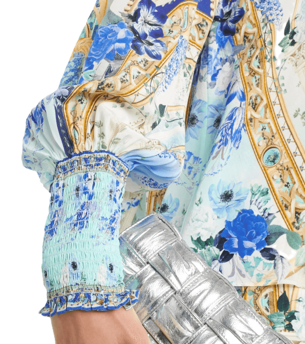 Camilla Embellished Floral Silk Crêpe Blouse - Thumbnail 2