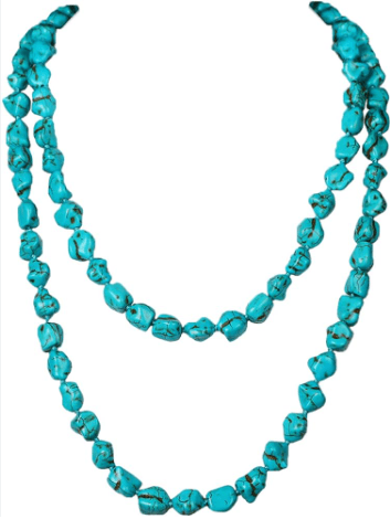 Multilayer Knotted Turquoise Stone Necklace Boho Necklace - Thumbnail 3