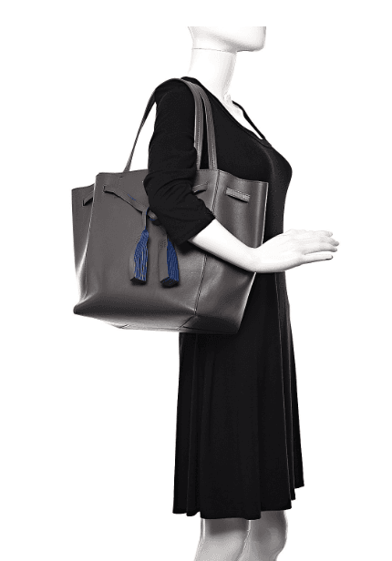 CELINE Smooth Calfskin Small Cabas Tassel Phantom Tote - Thumbnail 2