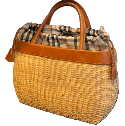 BURBERRY London Basketweave Drawstring Mini Tote Bag - Thumbnail 3