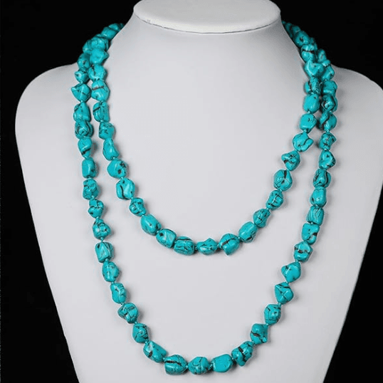 Multilayer Knotted Turquoise Stone Necklace Boho Necklace
