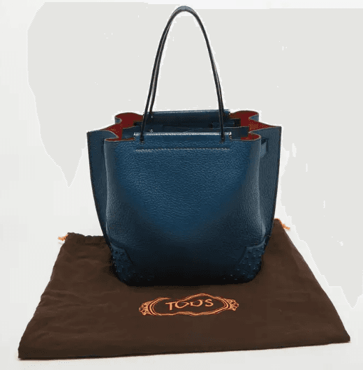 Tod's Blue Pebble Leather Wave Tote - Thumbnail 4