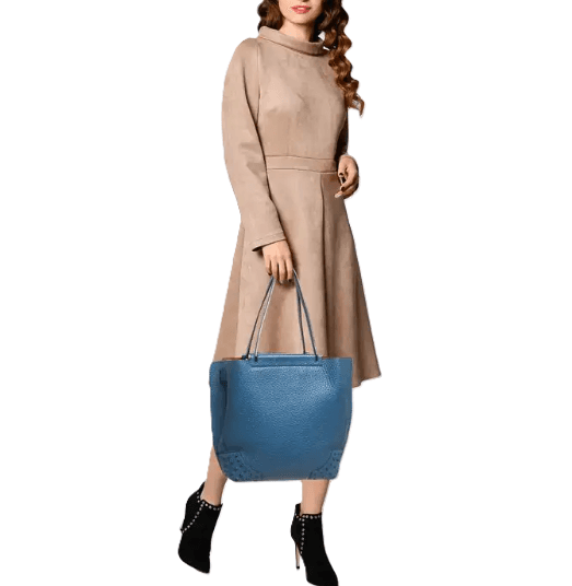 Tod's Blue Pebble Leather Wave Tote - Thumbnail 3