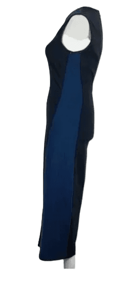 Stella McCartney Navy & Black Sleeveless Midi Knee Length Sheath Dress - Thumbnail 2