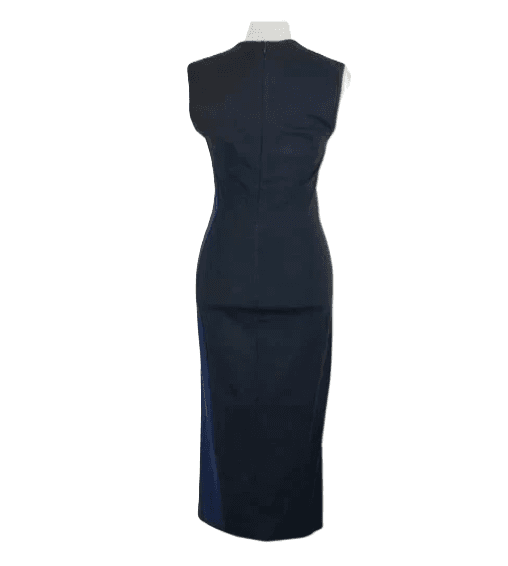 Stella McCartney Navy & Black Sleeveless Midi Knee Length Sheath Dress - Thumbnail 4
