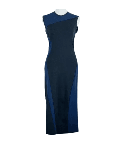 Stella McCartney Navy & Black Sleeveless Midi Knee Length Sheath Dress