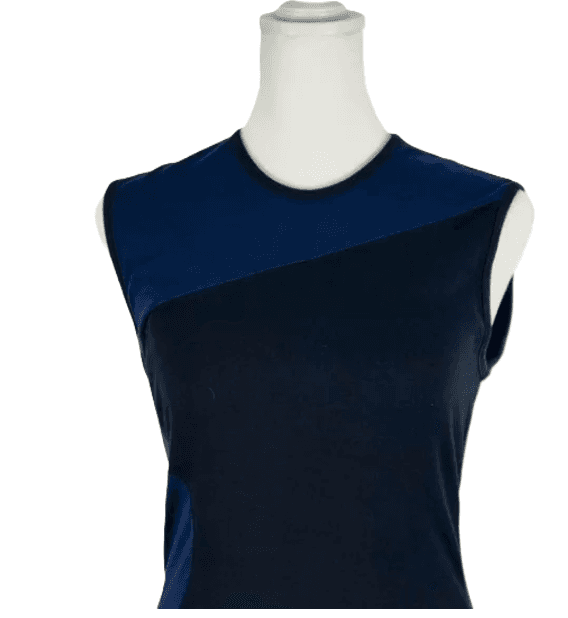 Stella McCartney Navy & Black Sleeveless Midi Knee Length Sheath Dress - Thumbnail 5