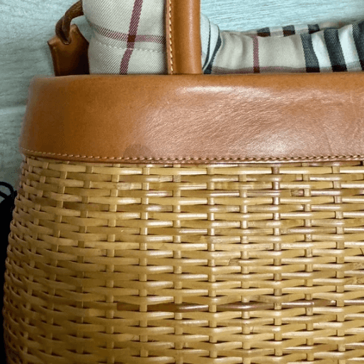 BURBERRY London Basketweave Drawstring Mini Tote Bag - Thumbnail 6