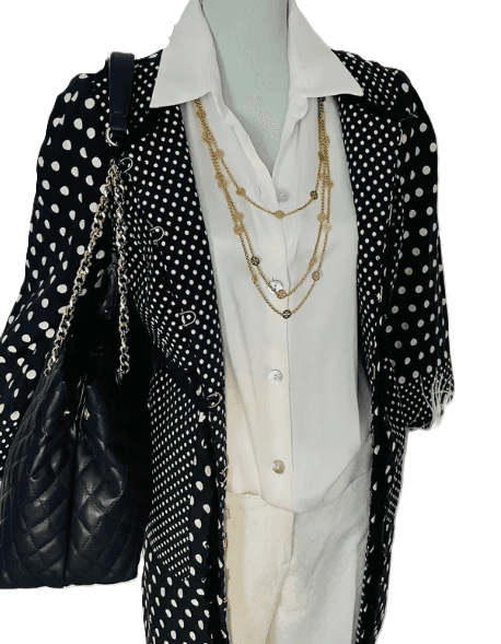 Tory Burch Navy White Polka Dot Coat - Thumbnail 4