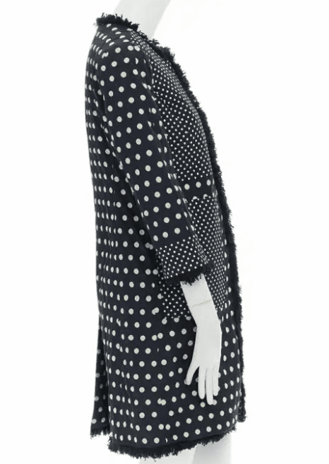 Tory Burch Navy White Polka Dot Coat - Thumbnail 2