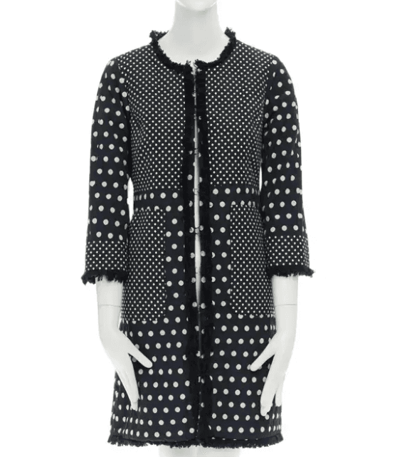Tory Burch Navy White Polka Dot Coat