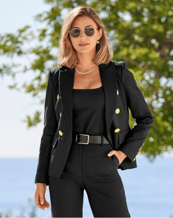 Boston Proper Modern Double Breasted Blazer - Thumbnail 2