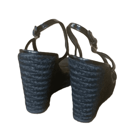 PRADA Black Patent Leather Espadrille Wedge - Thumbnail 4