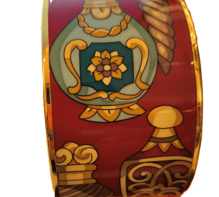 HERMES Rare Wide Red Enamel Perfume Bottle Print Bangle Bracelet - Thumbnail 4