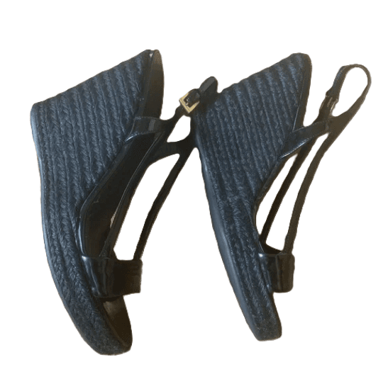 PRADA Black Patent Leather Espadrille Wedge - Thumbnail 3