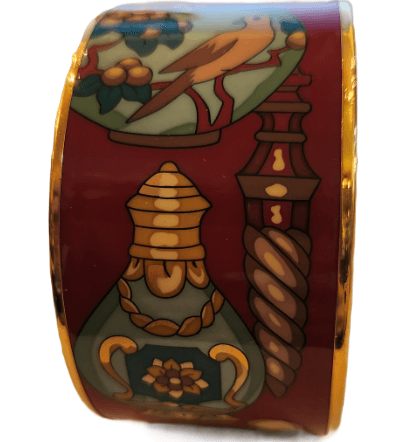 HERMES Rare Wide Red Enamel Perfume Bottle Print Bangle Bracelet - Thumbnail 6