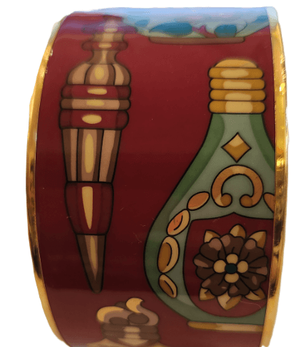 HERMES Rare Wide Red Enamel Perfume Bottle Print Bangle Bracelet - Thumbnail 5