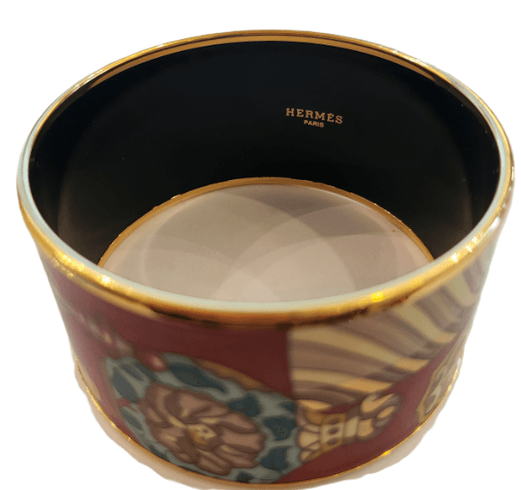 HERMES Rare Wide Red Enamel Perfume Bottle Print Bangle Bracelet - Thumbnail 3