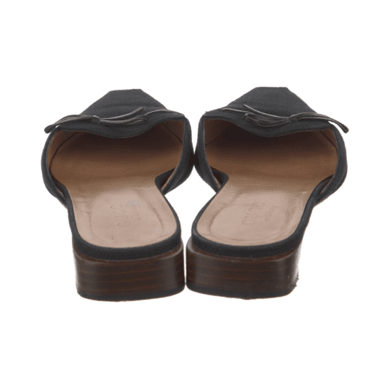 Gucci Canvas Bow Accent Mules - Thumbnail 3