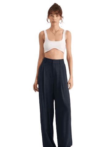 Commense Oversized High Waisted Pleat Front Trousers - Thumbnail 2