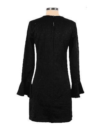 Libby Edelman Black Lace Print Ruffle Sleeve Dress - Thumbnail 2