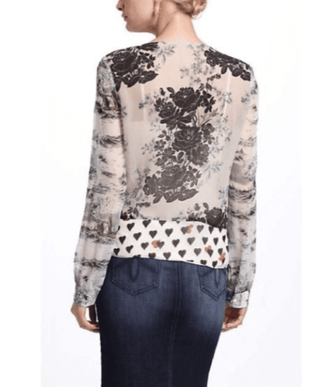 LEIFNOTES for Anthropology Button Down Ruffle Floral/Heart Print Blouse - Thumbnail 4