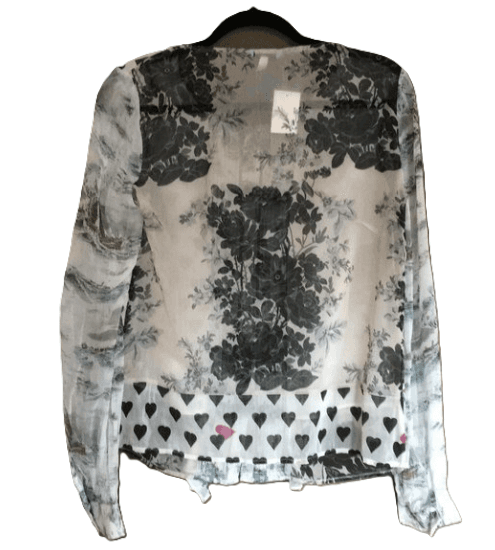 LEIFNOTES for Anthropology Button Down Ruffle Floral/Heart Print Blouse - Thumbnail 2