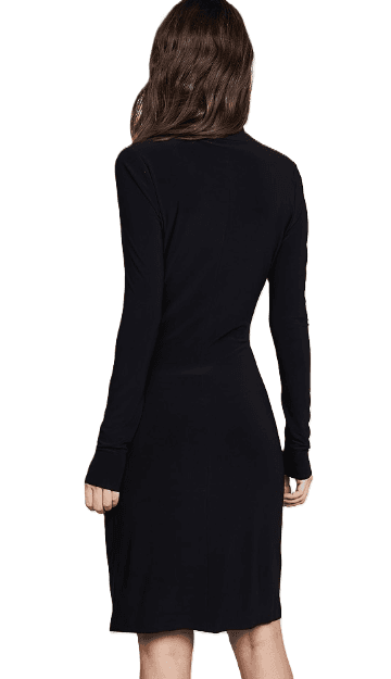 Norma Kamaili Black Long Sleeve Ruched Jersey Dress - Thumbnail 2