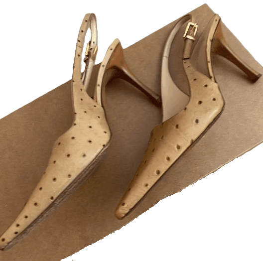 Giuseppe Zanotti Vicini Ostrich-Embossed Slingback Leather Pumps - Thumbnail 2