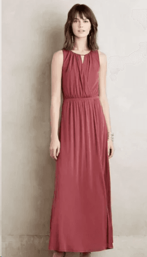 Anthropologie Moulinette Soeurs Halter Smocked Midi Dress Burgundy - Thumbnail 4