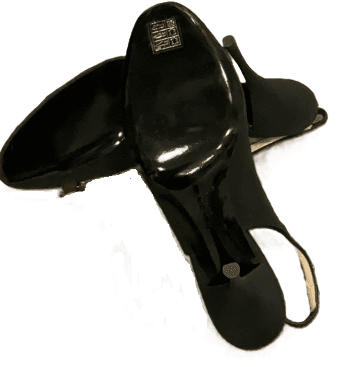 Casadei Black Silk Jeweled Heels - Thumbnail 2