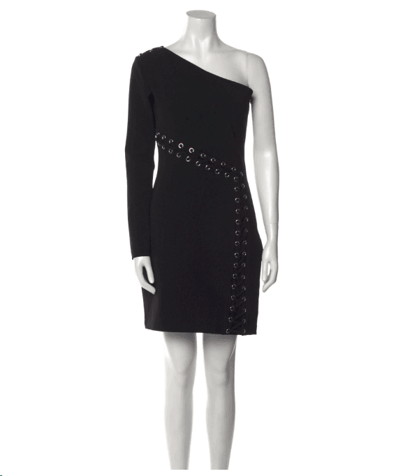 Parker Black One Shoulder Sheath Dress - Thumbnail 4