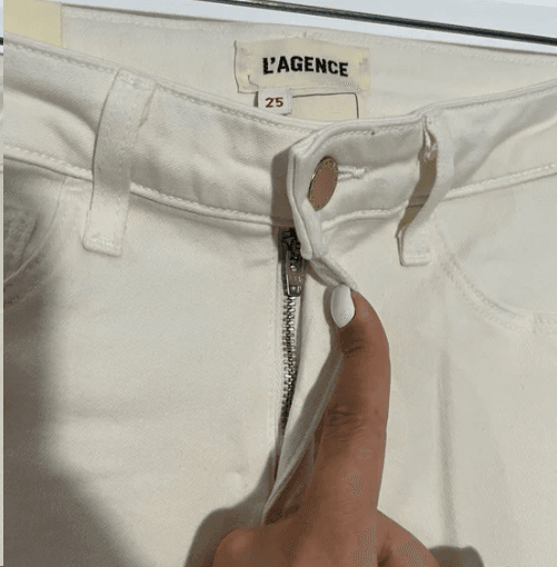 Lagence Margot High Rise‎ Skinny Jeans White Velvet Tuxedo Stripe - Thumbnail 4