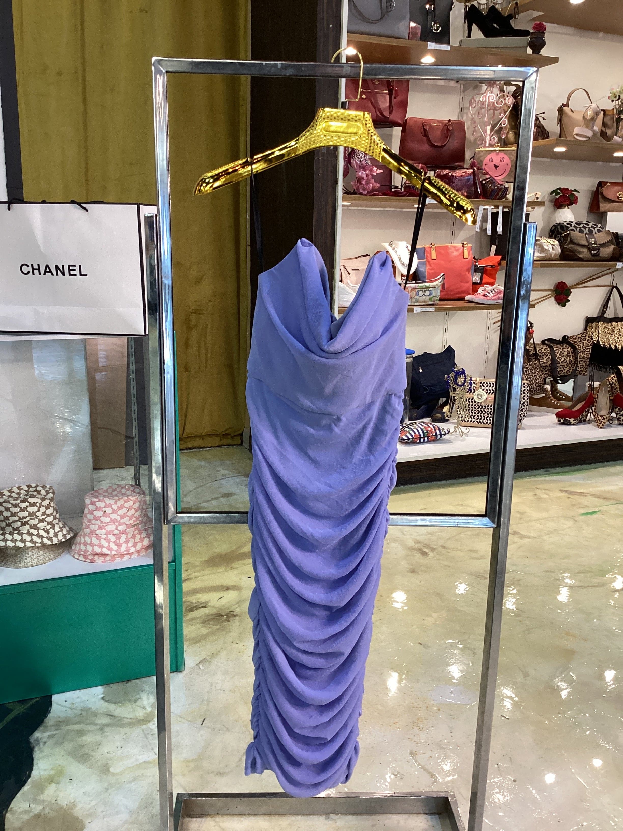 NWT Michael Costello Periwinkle Strapless Midi Dress Size Small - Thumbnail 2