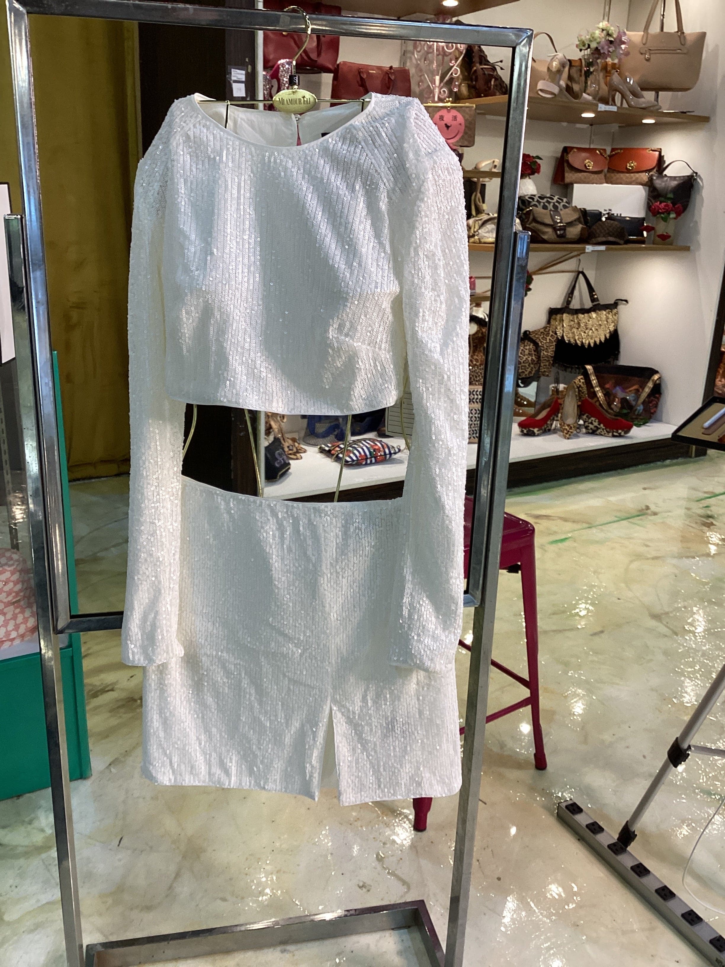NWT Michael Costello Sierra White Sequins Top - Thumbnail 2