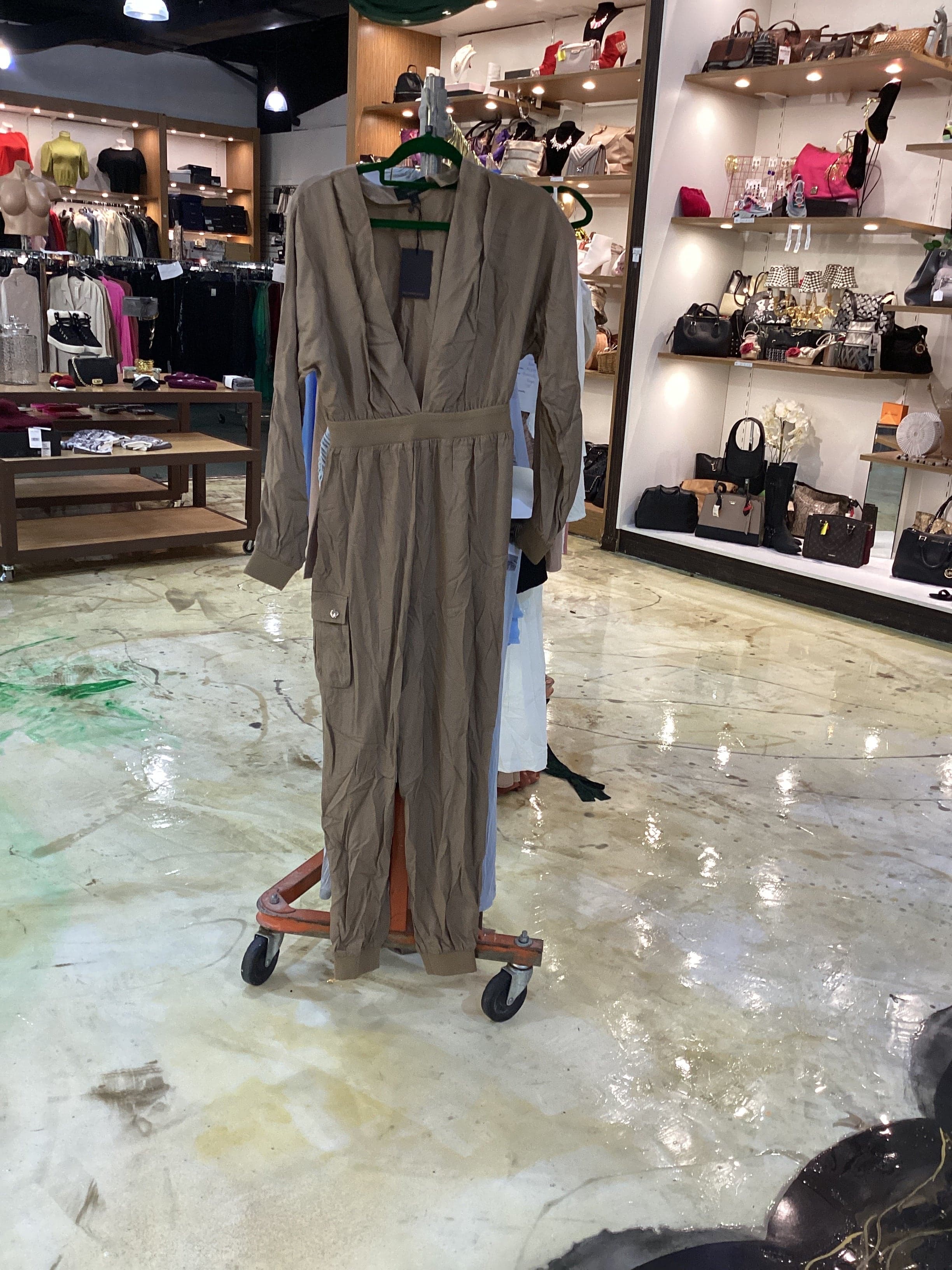 NWT Michael Costello Camel Dolman Sleeve Jumpsuit Size Small - Thumbnail 2
