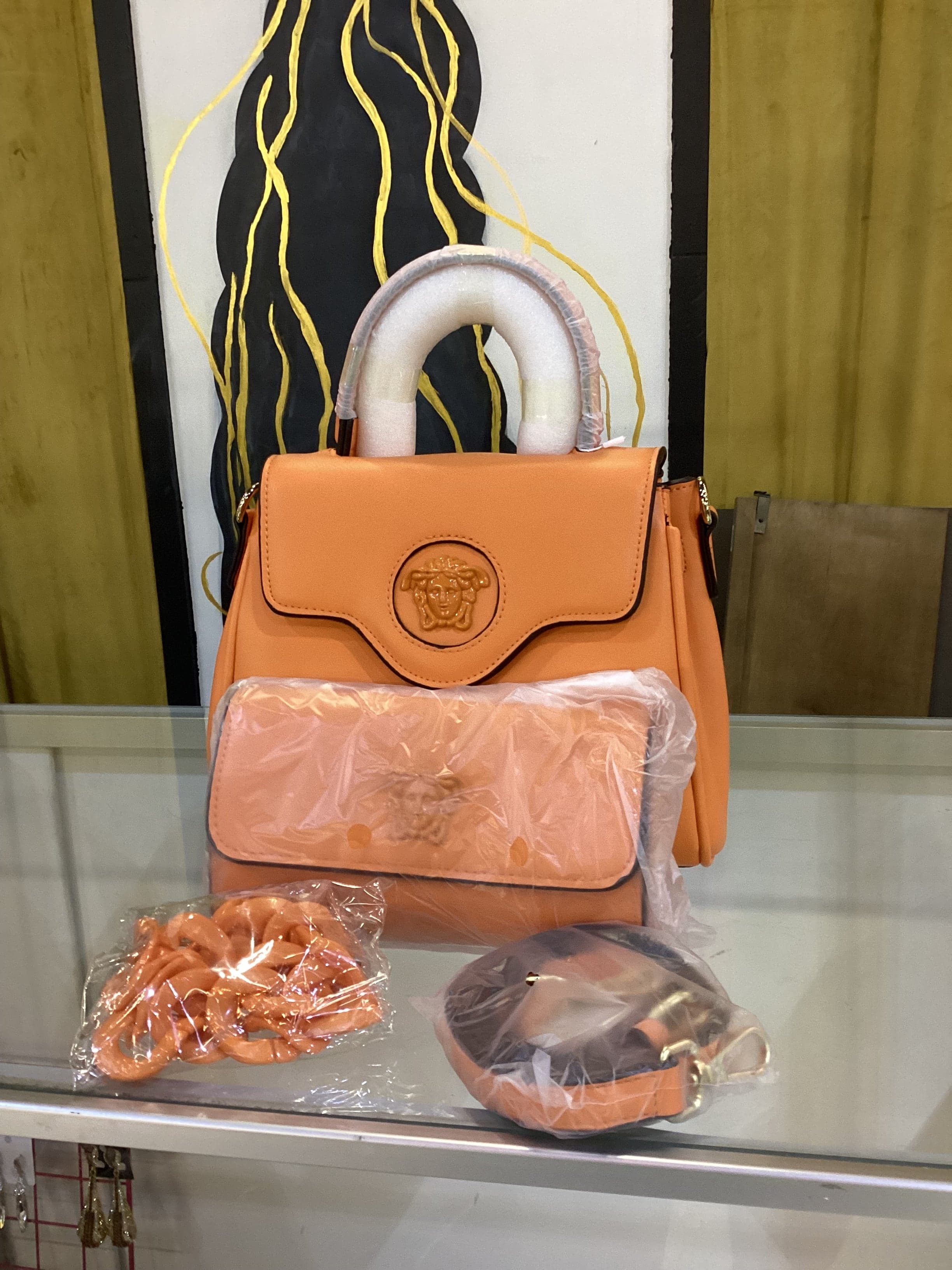 Faux La Medusa Orange Handbag - Thumbnail 4