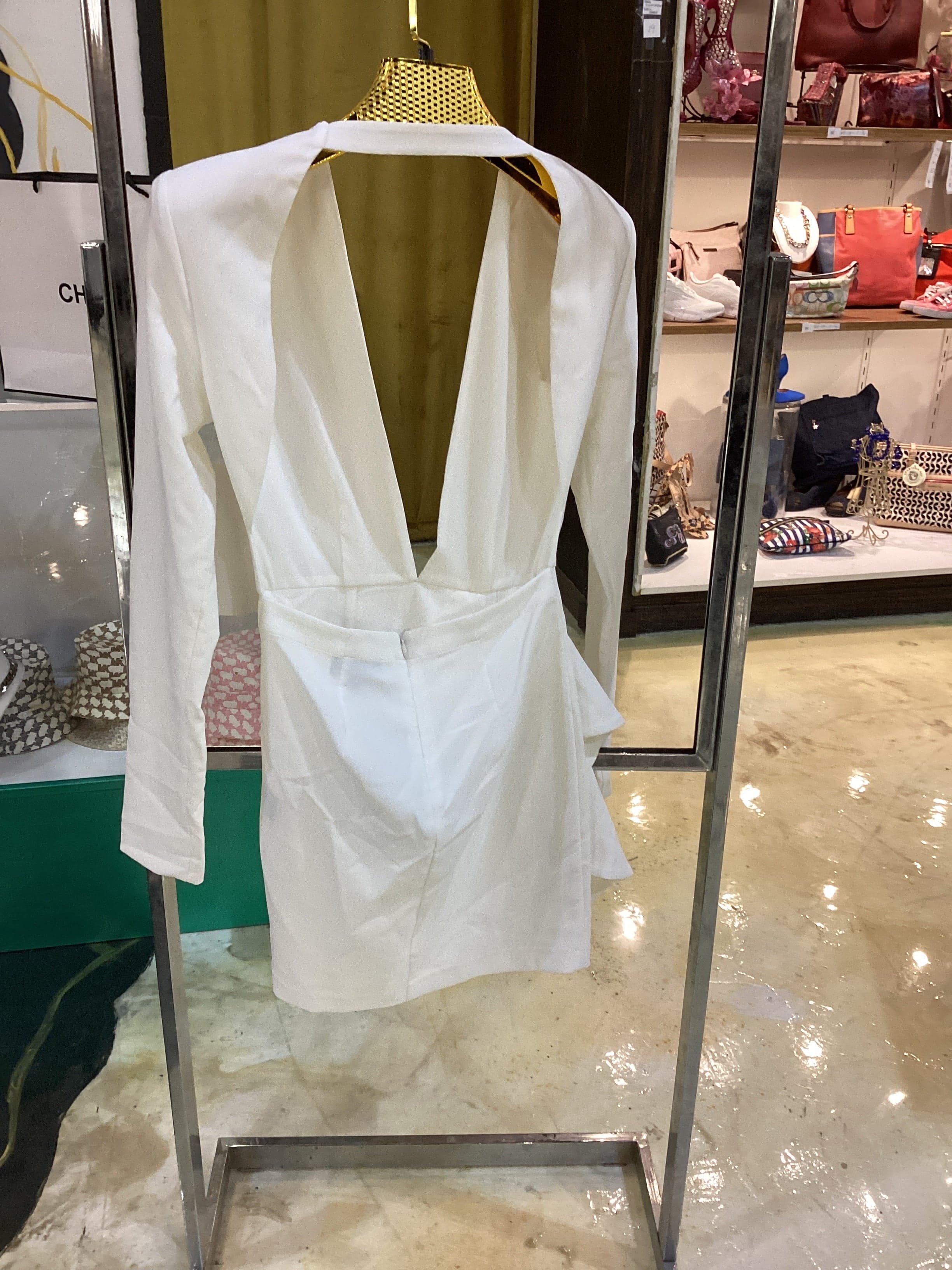 NWT Michael Costello Fena Ivory Open Back Mini Dress Size Small - Thumbnail 2