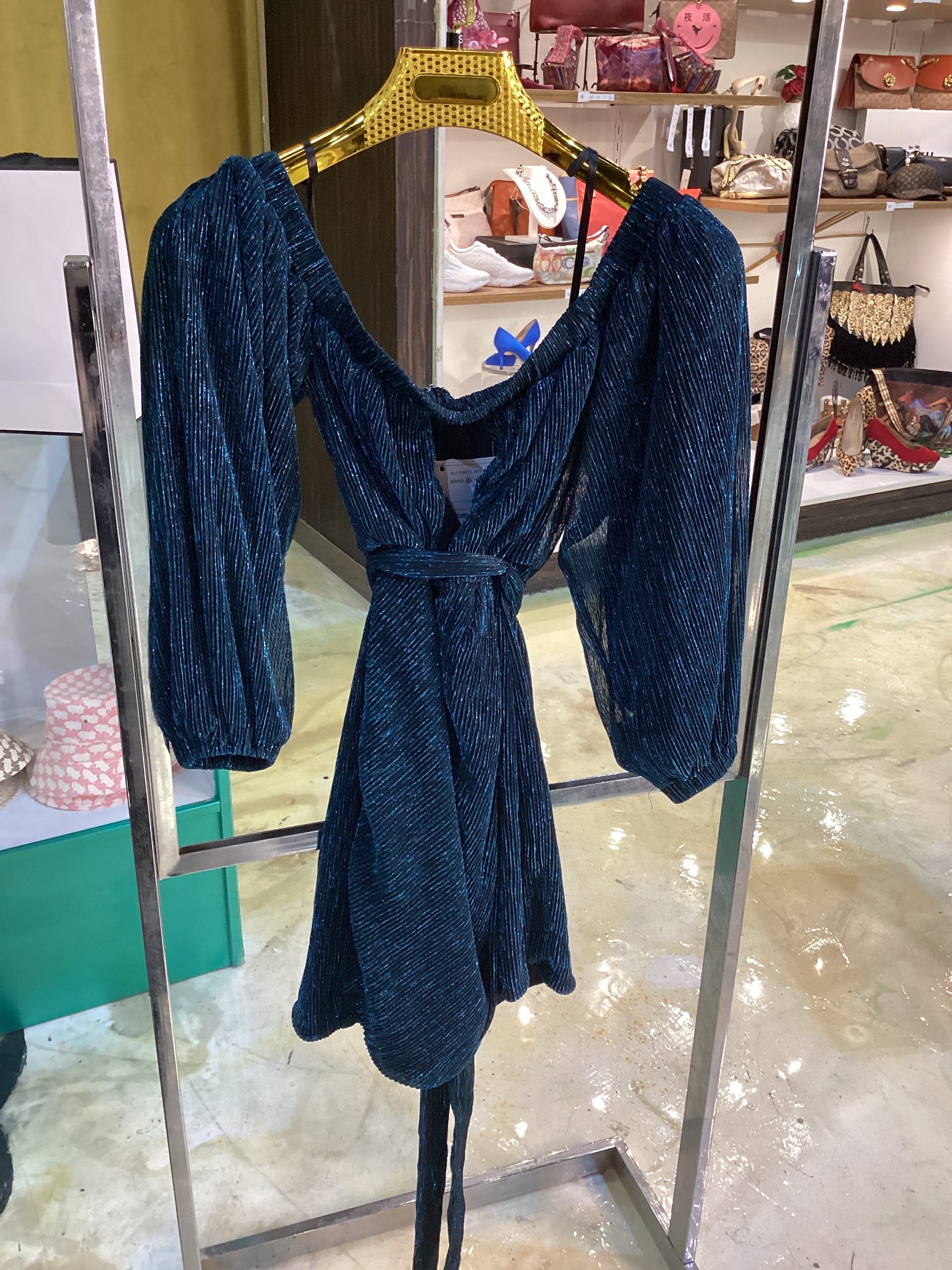 NWT Michael Costello Blue Hemma Mini Dress Size Small - Thumbnail 2
