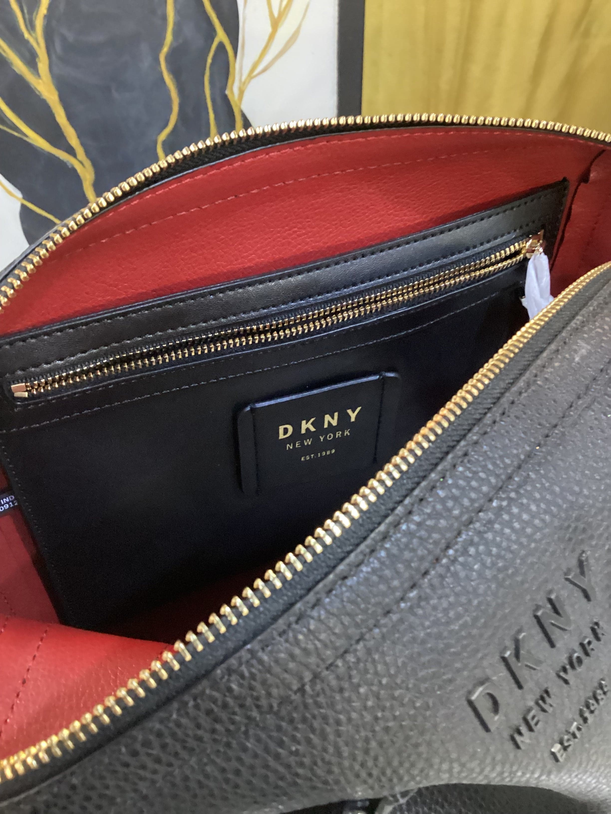 NWT Black Leather DKNY Cross Body Bag - Thumbnail 3