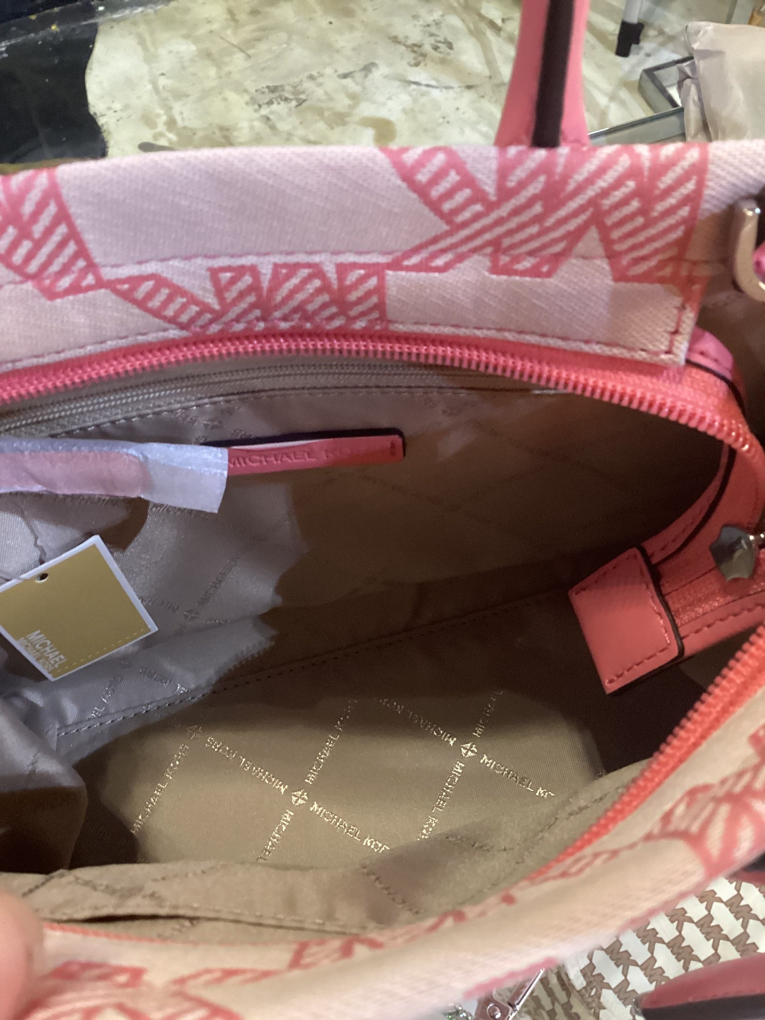 Michael Kors Pink Mirella Medium Canvas Tote Bag - Thumbnail 5