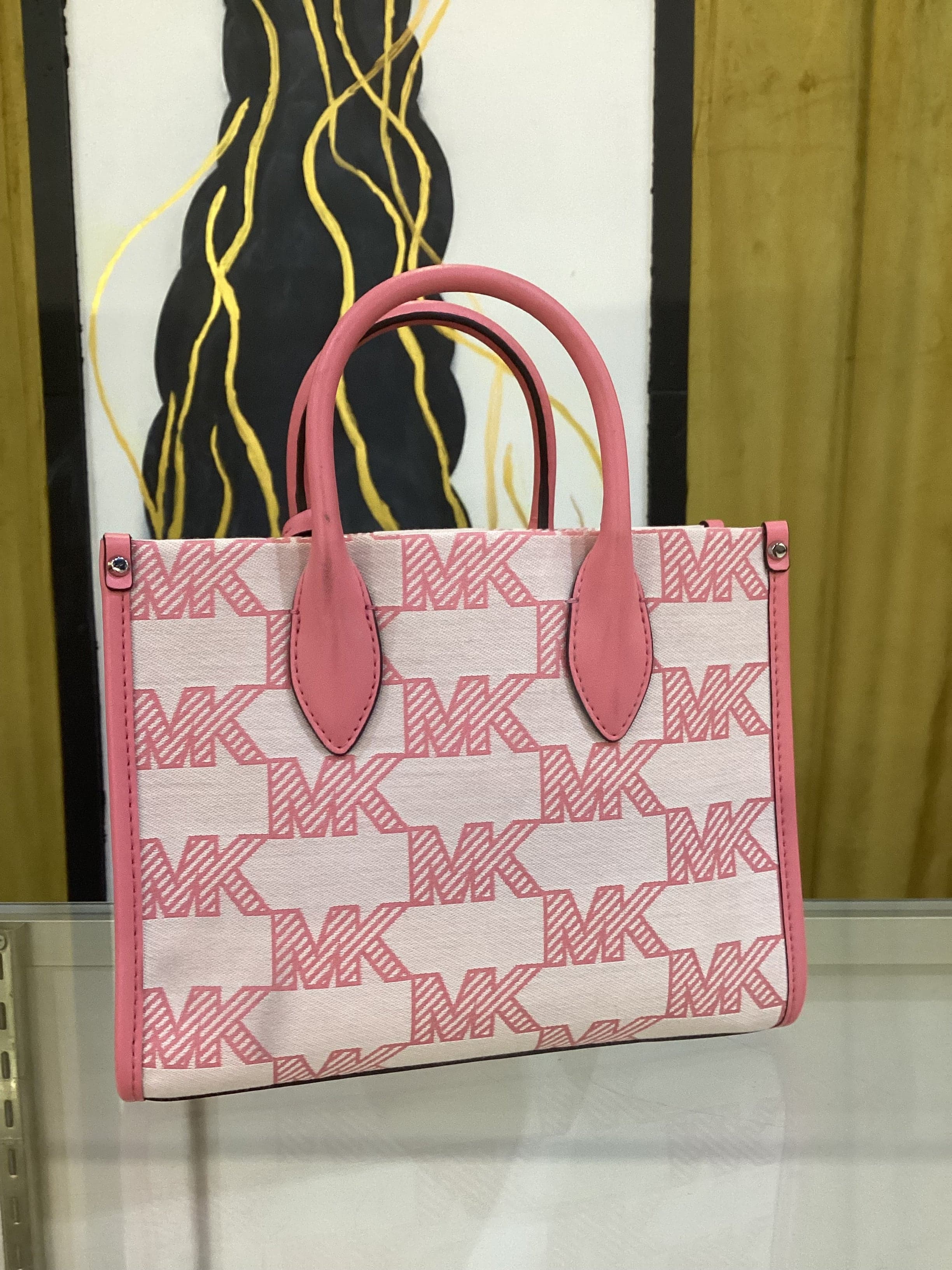 Michael Kors Pink Mirella Medium Canvas Tote Bag - Thumbnail 6