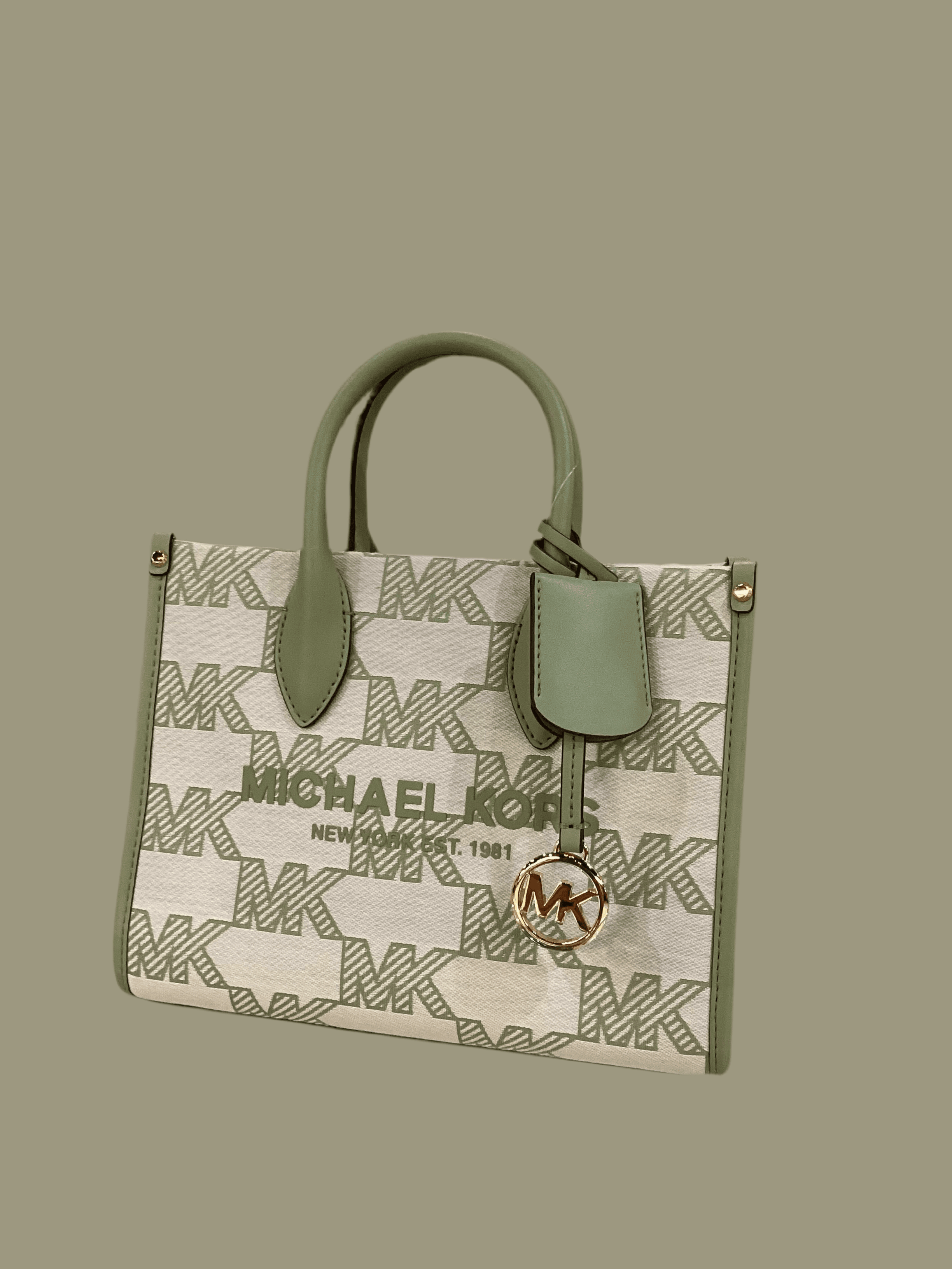 Michael Kors Green Mirella Medium Canvas Tote Bag - Thumbnail 2