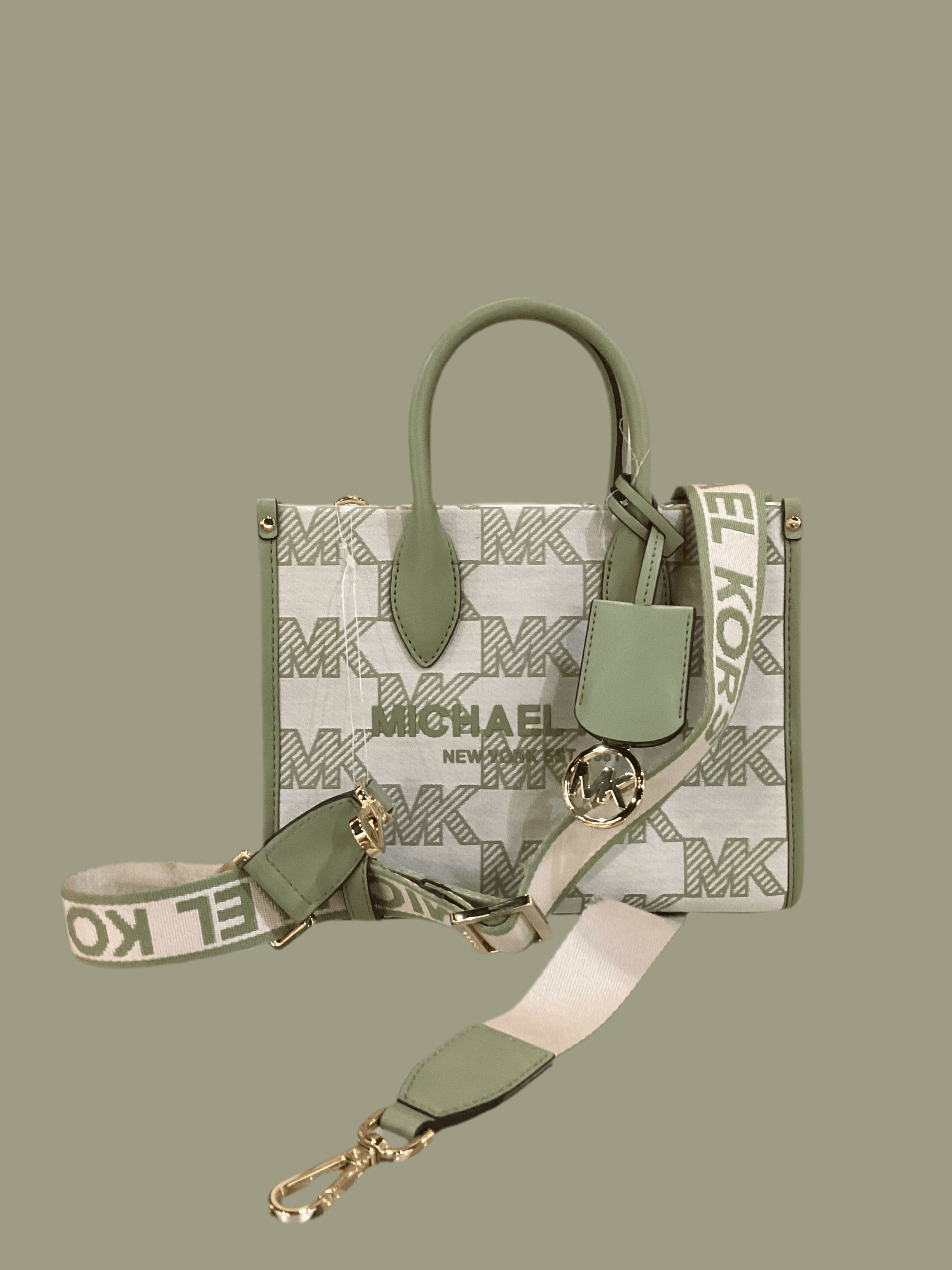 Michael Kors Green Mirella Medium Canvas Tote Bag - Thumbnail 6