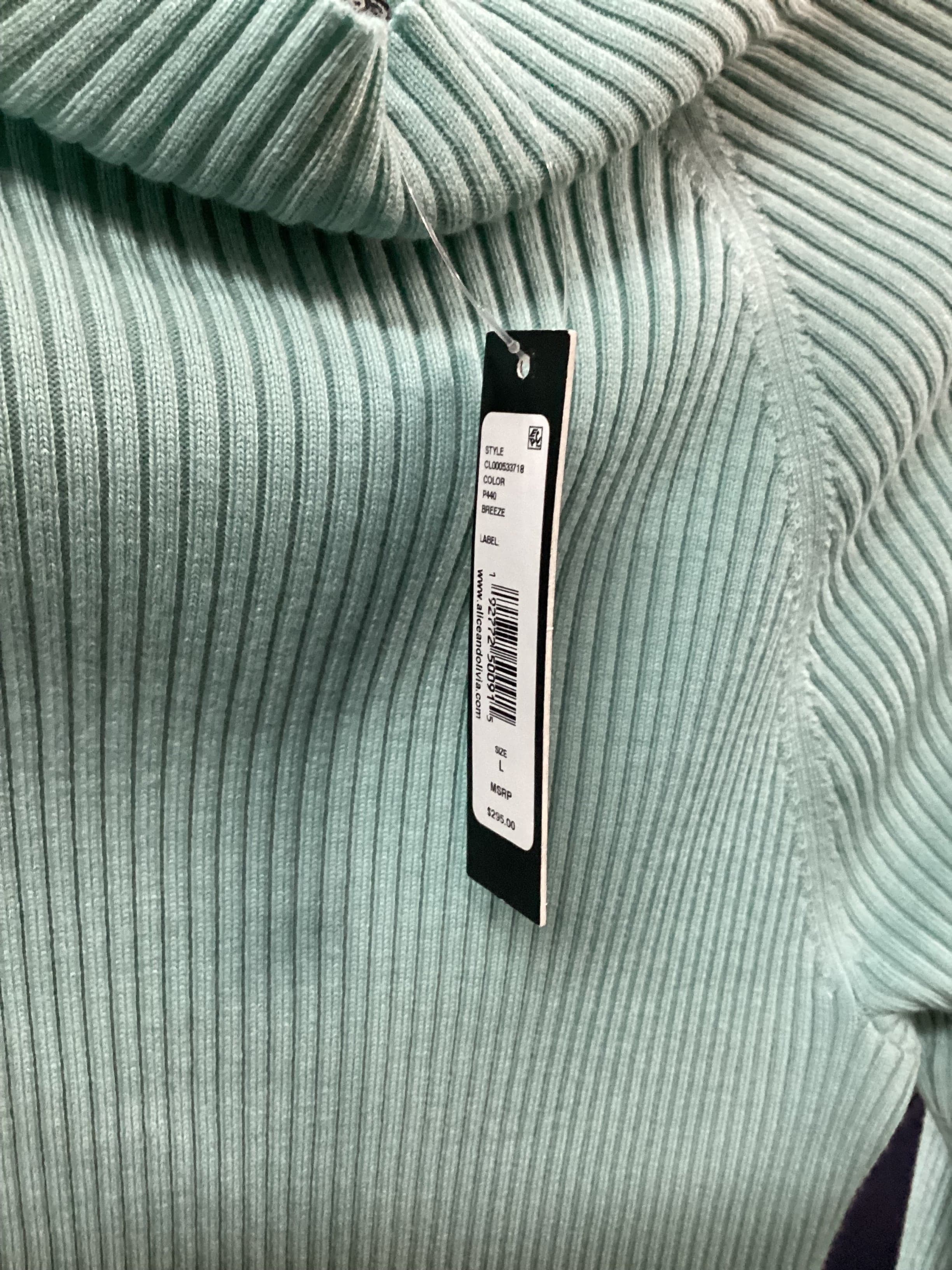Alice + Olivia NWT Irena Mock Neck Rib Sweater in Breeze - Thumbnail 4