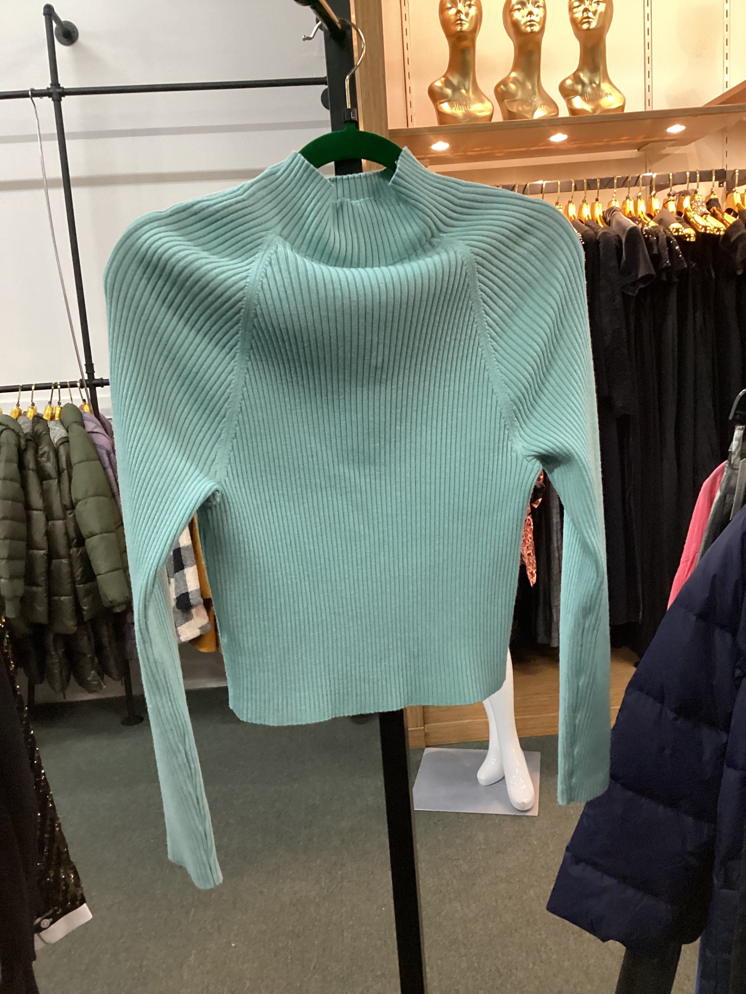 Alice + Olivia NWT Irena Mock Neck Rib Sweater in Breeze - Thumbnail 2