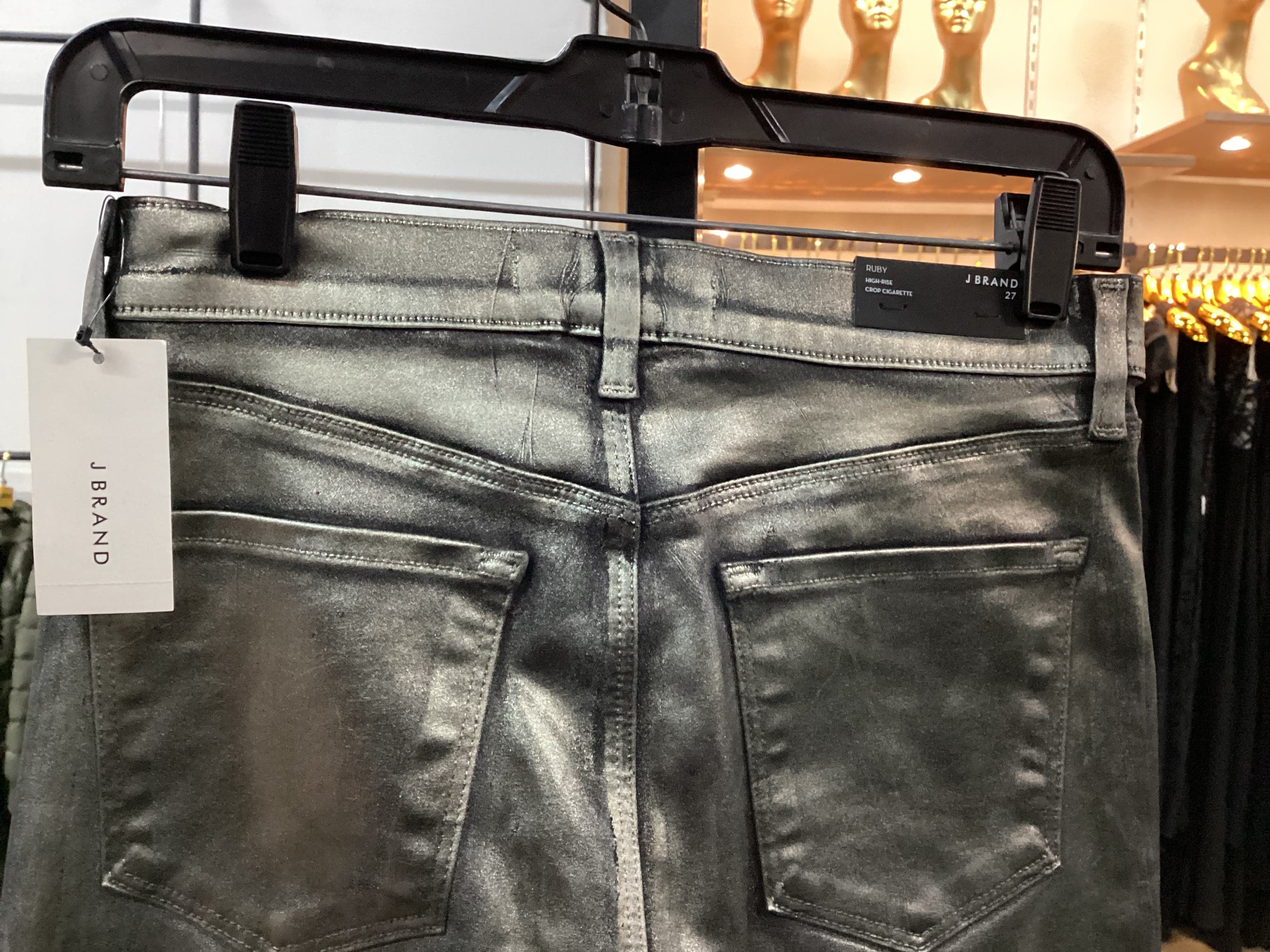 J Brand Ruby High Rise Crop Cigarette Jeans In Galactic Silver Lyocell - Thumbnail 3