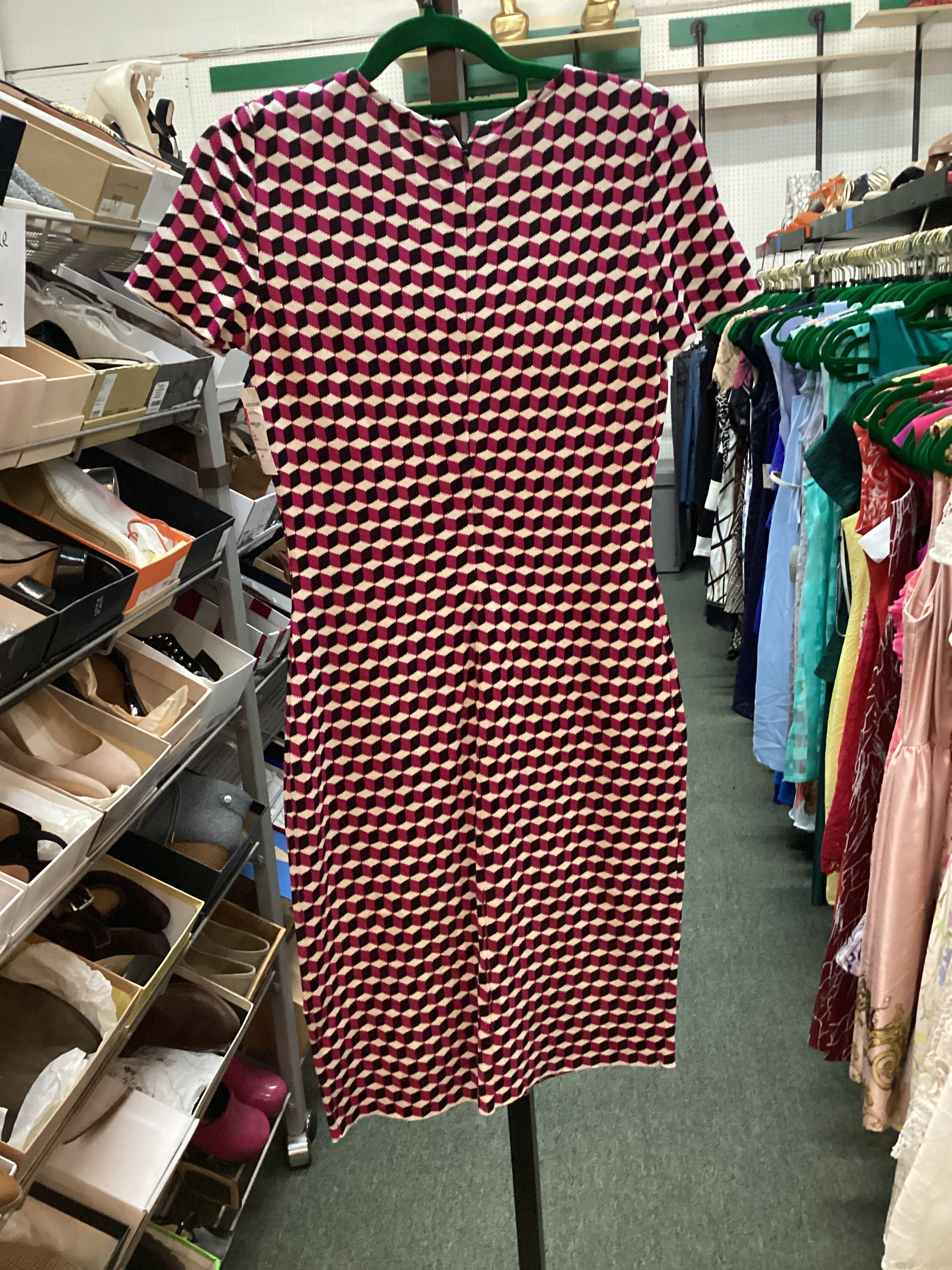 Nordstrom Rack MIDI Dress Red Black White Graphic - Thumbnail 2