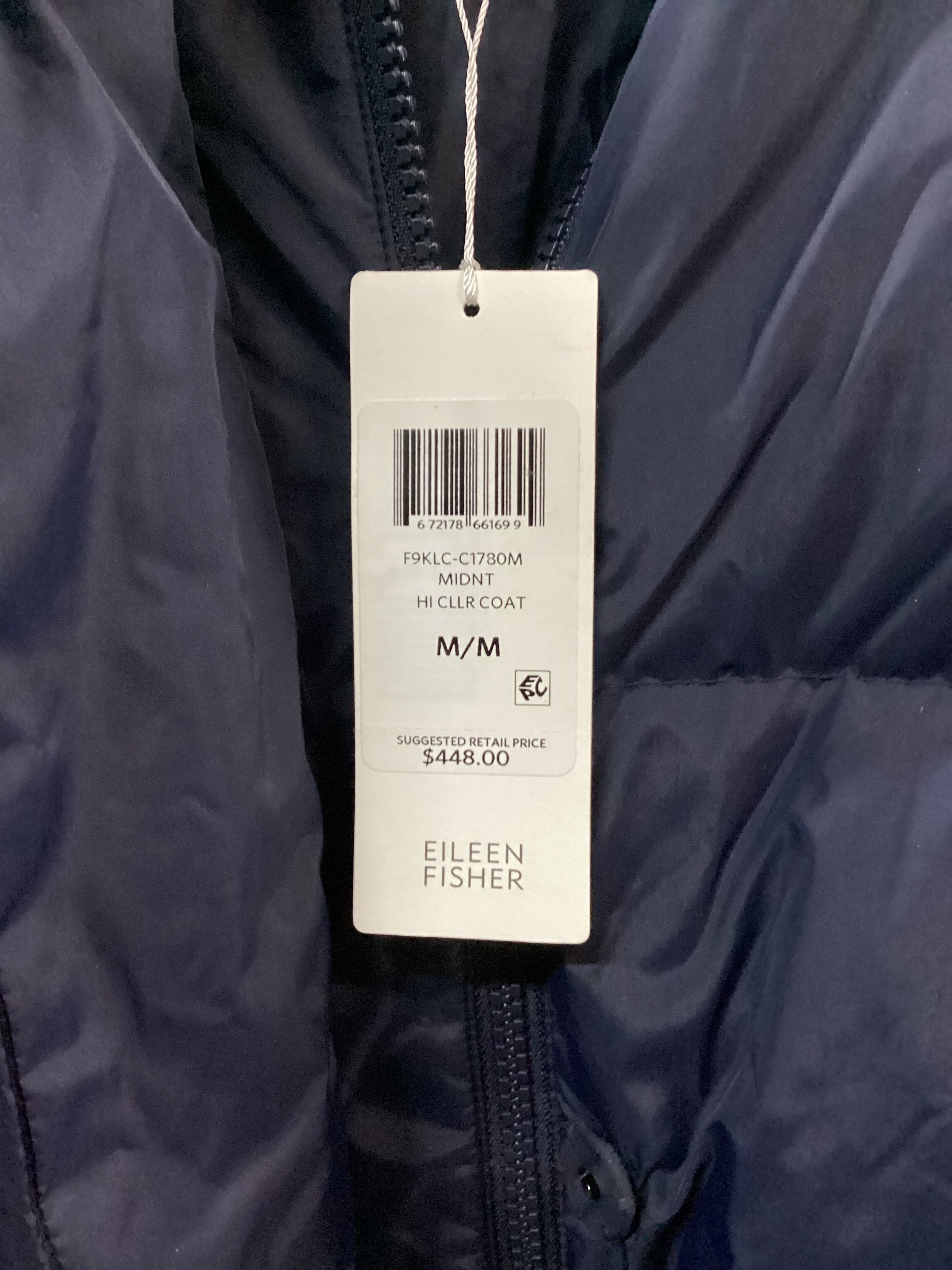 EILEEN FISHER Navy Blue Heavy Snow Coat - Thumbnail 3